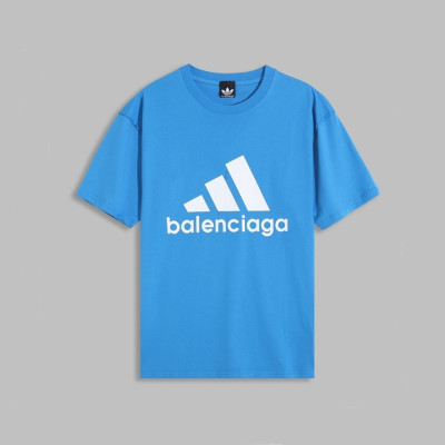 발렌시아가 남성 크루넥 블루 반팔티 - Mens Blue Tshirts - bal01549x