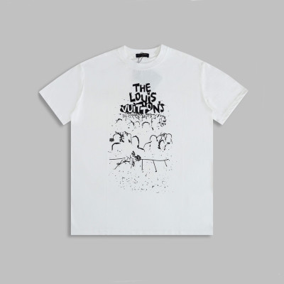 루이비통 남/녀 화이트 크루넥 반팔티 - Unisex White Tshirts - lou04869x