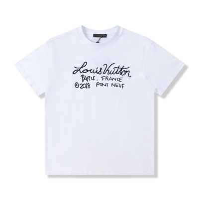 루이비통 남/녀 화이트 크루넥 반팔티 - Unisex White Tshirts - lou04871x