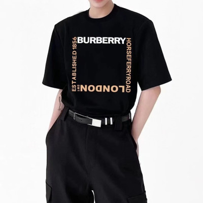 버버리 남/녀 블랙 크루넥 반팔티 - Unisex Black Tshirts - Bur04353x