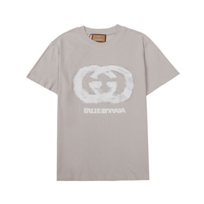 발렌시아가 남성 크루넥 그레이 반팔티 - Mens Gray Tshirts - bal01558x