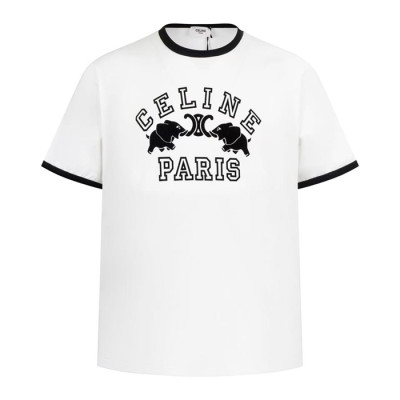 셀린느 남성 크루넥 화이트 반팔티 - Mens White Tshirts - cel0434x