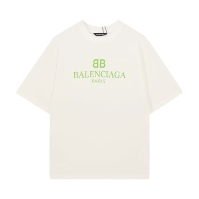 발렌시아가 남성 크루넥 아이보리 반팔티 - Mens Ivory Tshirts - bal01580x