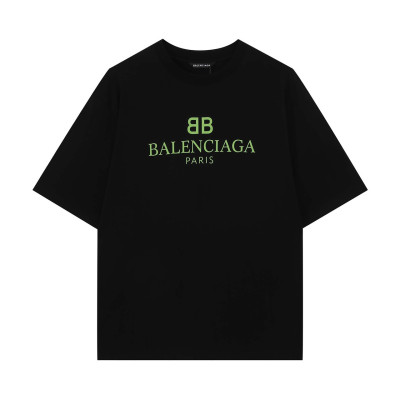 발렌시아가 남성 크루넥 블랙 반팔티 - Mens Black Tshirts - bal01582x