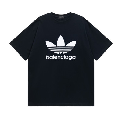 발렌시아가 남성 크루넥 블랙 반팔티 - Mens Black Tshirts - bal01594x