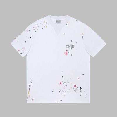 디올 남성 화이트 크루넥 반팔티 - Mens White Tshirts - dio01902x