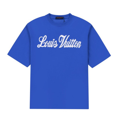 루이비통 남성 블루 크루넥 반팔티 - Mens Blue Tshirts - lou04995x