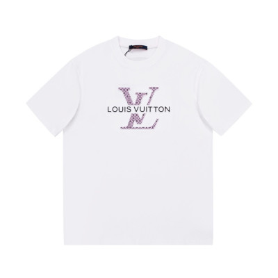 루이비통 남성 화이트 크루넥 반팔티 - Mens White Tshirts - lou05004x