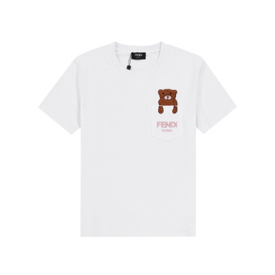 펜디 남/녀 화이트 크루넥 반팔티 - Fendi Unisex White Tshirts - fen01254x