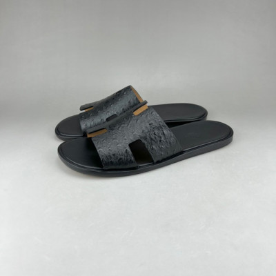 에르메스 남성 블랙 이지미르 - Mens Black Slippers - her0794x