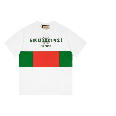 구찌 남/녀 화이트 크루넥 반팔티 - Unisex White Tshirts - guc04966x