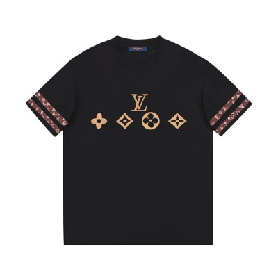 루이비통 남성 블랙 크루넥 반팔티 - Louis vuitton Mens Black Tshirts - lou506x