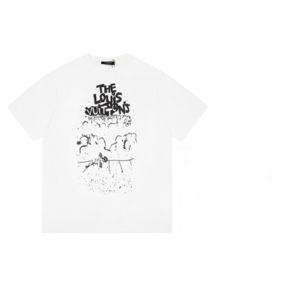 루이비통 남성 화이트 크루넥 반팔티 - Mens White Tshirts - lou05064x