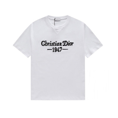 디올 남성 화이트 크루넥 반팔티 - Mens White Tshirts - dio01982x