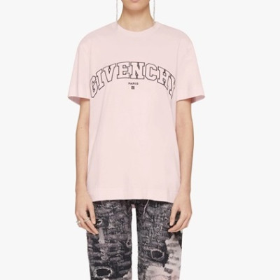 지방시 남/녀 크루넥 핑크 반팔티 - Unisex Pink Tshirts - giv0789x