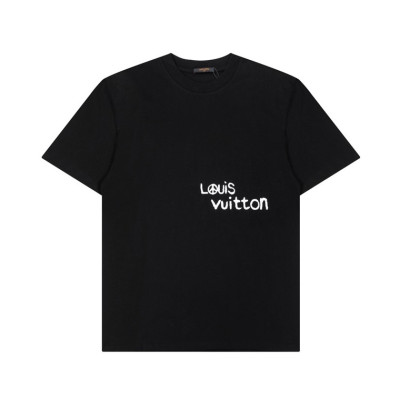 루이비통 남성 블랙 크루넥 반팔티 - Mens Black Tshirts - lou05143x