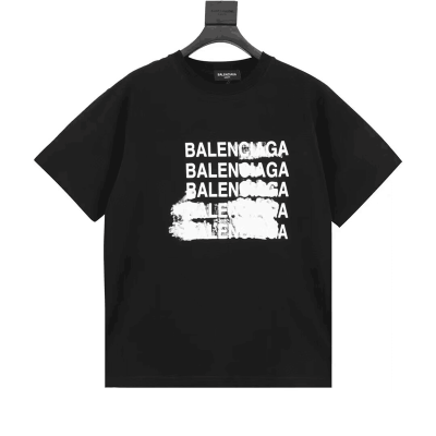 발렌시아가 남성 크루넥 블랙 반팔티 - Mens Black Tshirts - bal01649x