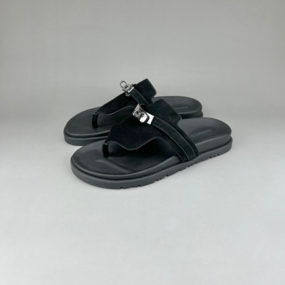 에르메스 남/녀 트렌디 블랙 슬리퍼 - Unisex Black Slippers - her0875x