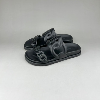 에르메스 남/녀 트렌디 블랙 슬리퍼 - Unisex Black Slippers - her0884x