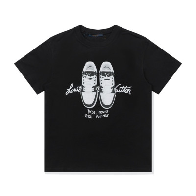 루이비통 남성 블랙 크루넥 반팔티 - Mens Black Tshirts - lou05190x