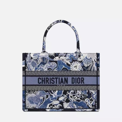 디올 남/녀 네이비 북토트 - Dior Unisex Navy Book Tote - dio2104x