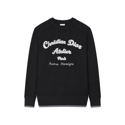 디올 남성 블랙 크루넥 스웨터 - Mens Black Sweaters - dio02120x