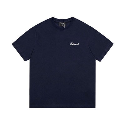 샤넬 남/녀 크루넥 네이비 반팔티 - Unisex Navy Tshirts - chl0930x