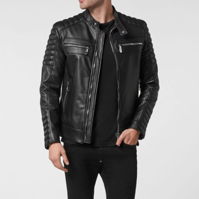 필립플레인 남성 블랙 가죽 자켓 - Philipp plein Mens Black Jackets - phi0172x