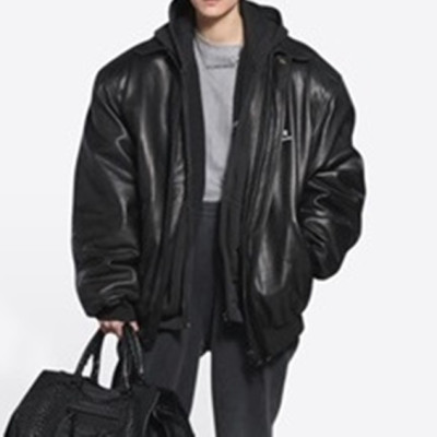 발렌시아가 남성 블랙 가죽 자켓 - Balenciaga Mens Black Jackets - bal01699x