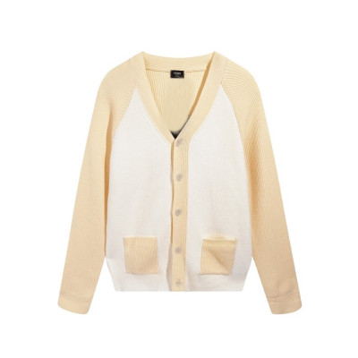 펜디 남성 브이넥 아이보리 가디건 - Fendi Mens Ivory Cardigan - fen01294x