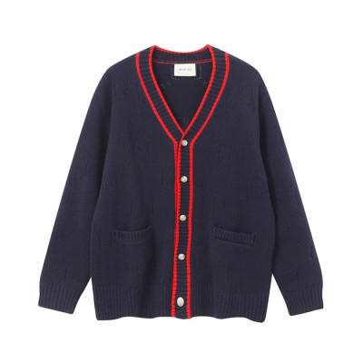 구찌 남/녀 브이넥 네이비 가디건 - Gucci Unisex Navy Cardigan - guc05213x