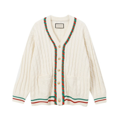 구찌 남/녀 브이넥 아이보리 가디건 - Gucci Unisex Ivory Cardigan - guc05215x