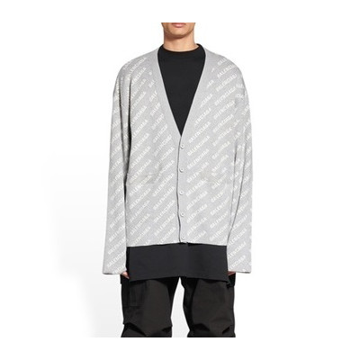 발렌시아가 남성 브이넥 가디건 - Balenciaga Mens Gray Cardigan - bal1707x