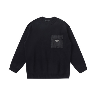 프라다 남성 블랙 크루넥 니트 - Prada Mens Black Knits - pra02844x