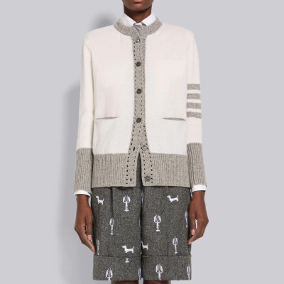 톰브라운 여성 브이넥 그레이 가디건 - Thom Browne Womens Gray Cardigan - thom0637x