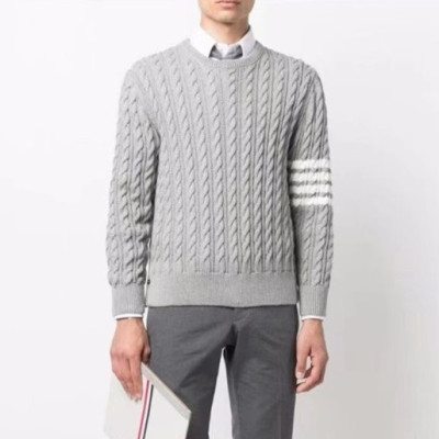 톰브라운 남성 그레이 크루넥 니트 - Thom Browne Mens Gray Knit - thom0641x