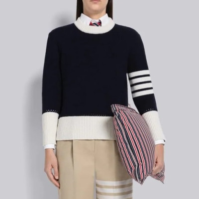 톰브라운 여성 네이비 크루넥 니트 - Thom Browne Womens Navy Knits - thom0650x