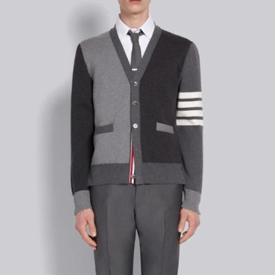 톰브라운 남성 브이넥 그레이 가디건 - Thom Browne Mens Gray Cardigan - thom0659x