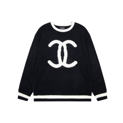 샤넬 남/녀 블랙 크루넥 니트 - Chanel Unisex Black Knits - ch007x