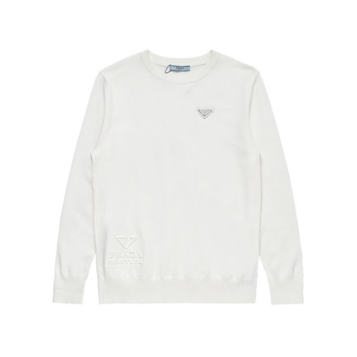 프라다 남성 크루넥 화이트 니트 - Prada Mens White Knits - pra02887x