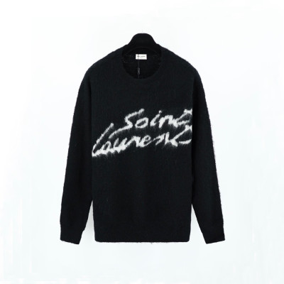 입생로랑 남/녀 크루넥 블랙 니트 - Saint Laurent Unisex Black Knits - ysl0145x