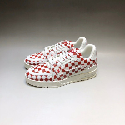 루이비통 남성 다미에 레드 스니커즈 - Louis vuitton Mens Red Sneakers - lv0028x