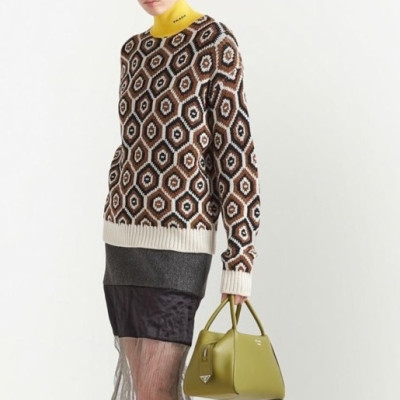 프라다 여성 브라운 터틀넥 니트 - Prada Womens Brown Knits - pr15x