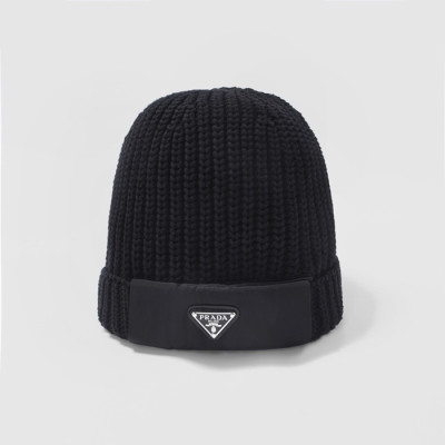 프라다 남/녀 블랙 비니  - Prada Unisex Black Beanie - pr17x