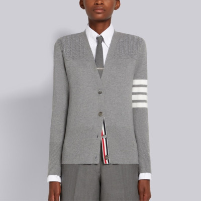 톰브라운 여성 브이넥 그레이 가디건 - Thom Browne Womens Gray Cardigan - th07x