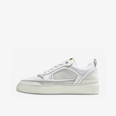 발망 남성 트렌디 화이트 스니커즈 - Balmain Mens White Sneakers - bam0198x