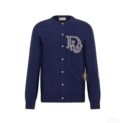 디올 남/녀 네이비 크루넥 가디건 - Dior Unisex Navy Cardigan - di53x