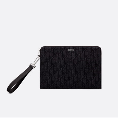 디올 남성 블랙 오블리크 클러치 - Dior Mens Black Oblique Clutch - di63x