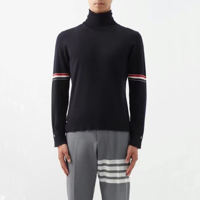 톰브라운 남성 네이비 터틀넥 니트 - Thom Browne Mens Navy Knits - th17x