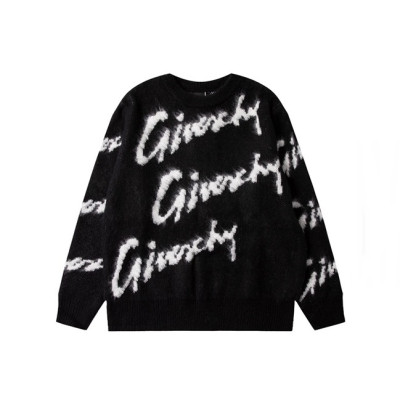 지방시 남성 블랙 크루넥 니트 - Givenchy Mens Black Knits - giv0947x